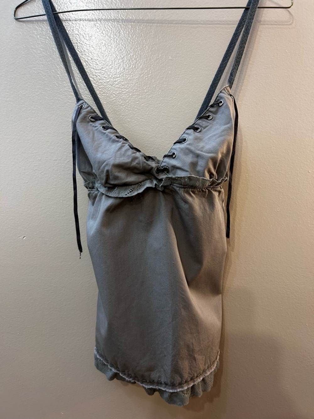 Women's Olive Green Distressed Cami Top